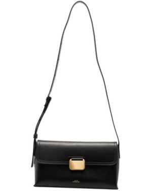 A.P.C. Grace Logo-Print Leather Shoulder Bag - Black