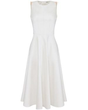 Elisabetta Franchi Duchess Satin Midi Dress - White