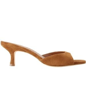 STAUD Suede Mules - Brown