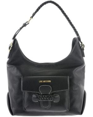 Moschino Braided-Handle Love Medium Shoulder Bag - Black