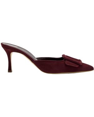 Manolo Blahnik Maysale 70 Suede Mules - Brown