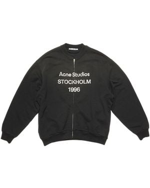 Acne Studios Logo Printed Zip-Up Sweatshirt - Black