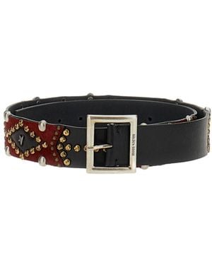 Golden Goose Stud Embellished Buckle Belt - White