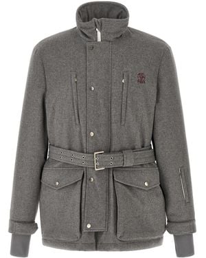 Brunello Cucinelli Long-Sleeved Padded Jacket - Gray