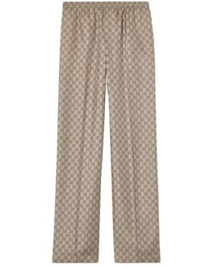Gucci Printed Silk Twill Pants - Gray