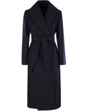 Max Mara Studio Loriana Belted Waist Coat - Blue