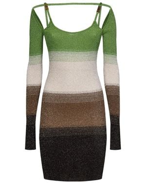 Gcds Knitted Striped Mini Dress - Green