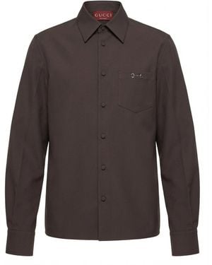 Gucci Horsebit Technical Panama Shirt - Brown