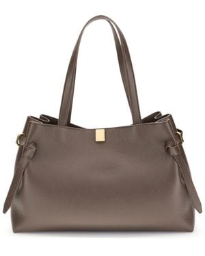 Yuzefi Gyoza Knotted-Detail Calf-Leather Tote Bag - Brown