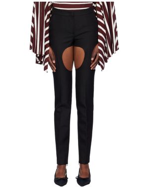 Pushbutton Casual Pants With Cutout Design - Black