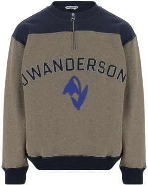 JW Anderson Jw Anderson Logo Half Zip Sweatshirt - Grey