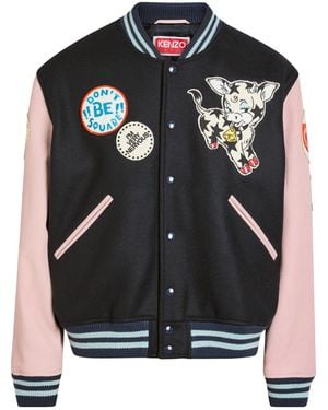 KENZO Ribbed Collar Baseball Jacket - Black