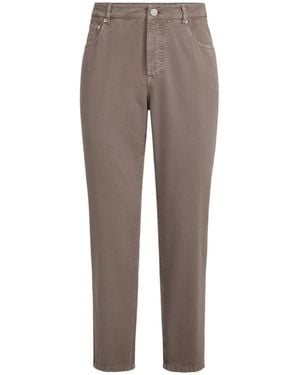 Brunello Cucinelli Garment-Dyed Five-Pocket Trousers - Grey