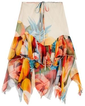 Donde Esteban Asymmetrical Hem Skirt - White