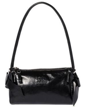 Miu Miu Shiny Leather Pouch - Black