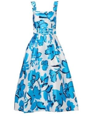 Rebecca Vallance Sapphira Belted Floral Midi Dress - Blue