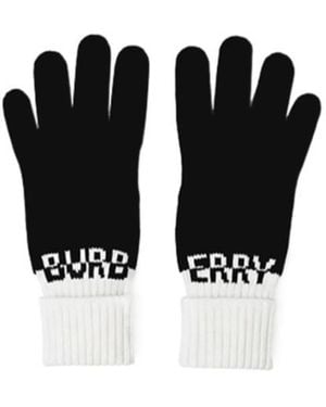 Burberry Letter Woollen Gloves - Black