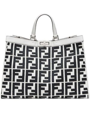 Fendi Ff Embroidered X-Tote Bag - Black
