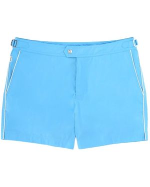 Tom Ford Piped-Trim Straight Hem Swim Shorts - Blue