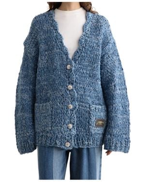 Ganni Denim Handknit Cardigan - Blue