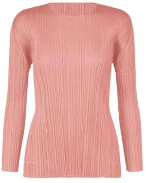 Pleats Please Issey Miyake Pleats Please Issey Miyake Crewneck Pleated Top - Pink