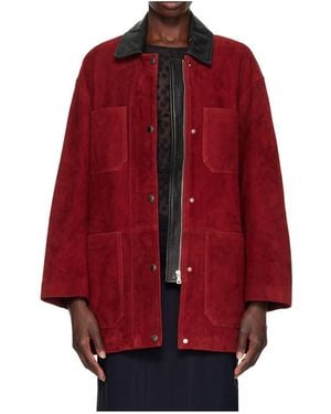 Nour Hammour Long-Sleeve Leather Jacket - Red