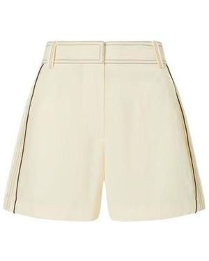Tory Burch Pleated High-Waisted Shorts - Natural