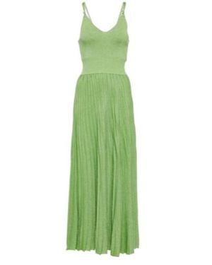 Proenza Schouler Pleated Metallic Knit Maxi Dress - Green