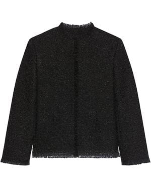 Givenchy Textured Frayed-Edge Jacket - Black
