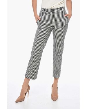 Ql2 Gingham Turn-Up Cropped Pants - Gray