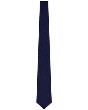 Giorgio Armani Monogram Silk Tie - Blue
