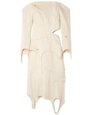 Acne Studios Logo Strapless Long-Sleeved Mid-Length Dress - Natural