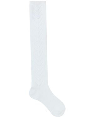 Valentino Logo Plaque Long Socks - White