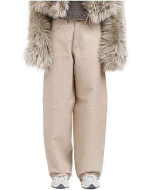 Haikure Bethany Wide-Leg Leather Pants - Natural