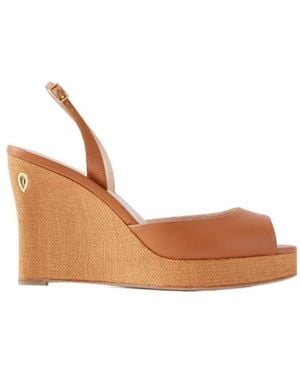 Jennifer Chamandi Leather Wedge Sandals - Brown