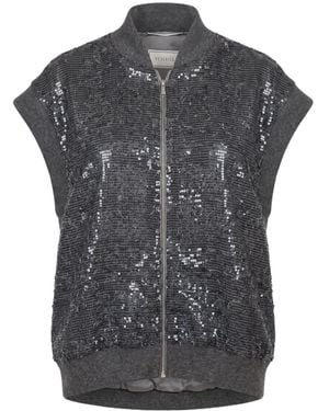 Peserico Sequin-Embellished Sleeveless Jacket - Gray