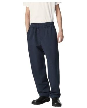 Bottega Veneta Silk And Cotton Twill Trousers - Blue