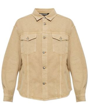 Palm Angels Pocket Denim Shirt Jacket - Natural