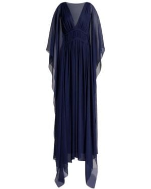 Alberta Ferretti Silk Creponne Evening Dress - Blue