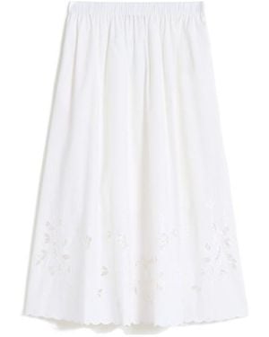 Weekend by Maxmara Cotton Cut-Out Midi Skirt - White