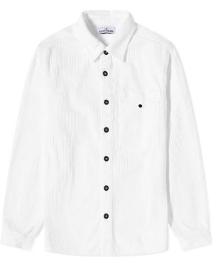 Stone Island Corduroy Buttoned Overshirt - White