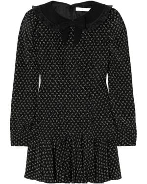 Alessandra Rich Floral Mini Dress - Black