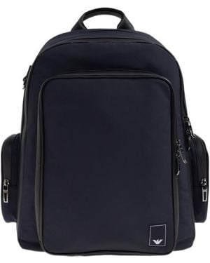 Emporio Armani Logo-Patch Adjustable Backpack - Blue