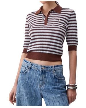 Liu Jo Striped Jewell-Embellishment Polo - Blue