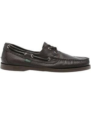 Paraboot Pebbled Leather Boat Shoes - Black