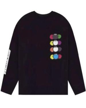 we11done Long-Sleeved T-Shirt With Printed Pattern - Blue