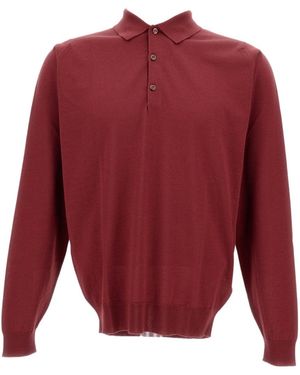 John Smedley Buttoned Polo Shirt - Red