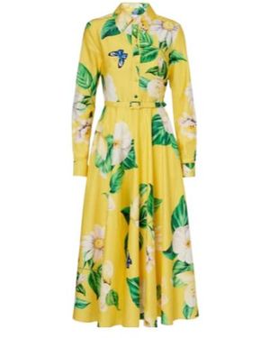 Leo Zara Floral Cotton Shirt Dress - Yellow