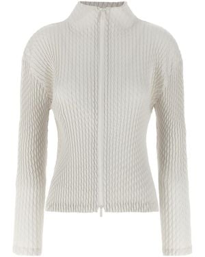 Issey Miyake Sleek Pleated Cardigan - White
