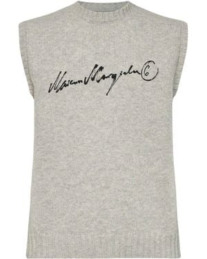 MM6 by Maison Margiela Logo-Print Knitted Jumper - Grey